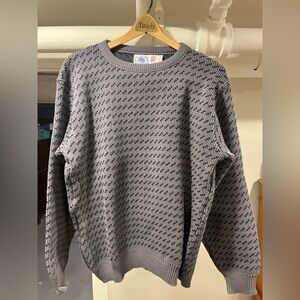 J. Press Made-in-USA Charcoal & Navy Chevron Cotton Crewneck Sweater